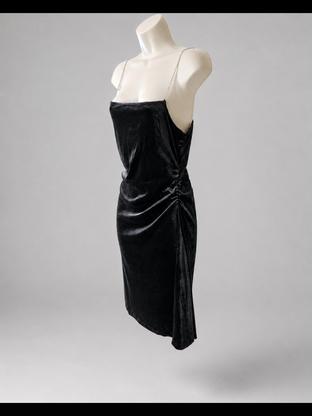 H&M Divided Womens Black Velvet Mini Dress with Rhinestone Straps Size M - Picture 5 of 8